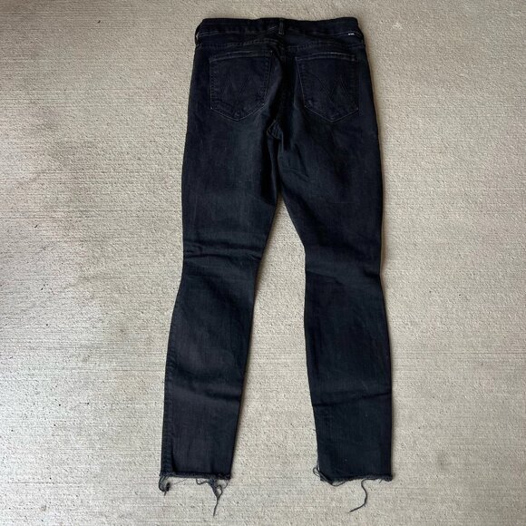 Mother The Looker Ankle Fray Jeans Women’s 26 Black Denim Guilty as Sin Skinny - Picture 2 of 6